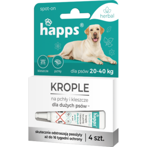 HAPPS Herbal - krople na pchły i kleszcze dla dużych psów 20 - 40kg