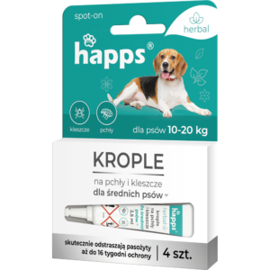 HAPPS Herbal - krople na pchły i kleszcze dla średnich psów 10 - 20kg