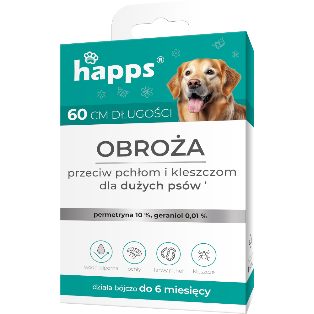 HAPPS - obroża przeciw pchłom i kleszczom dla dużych psów