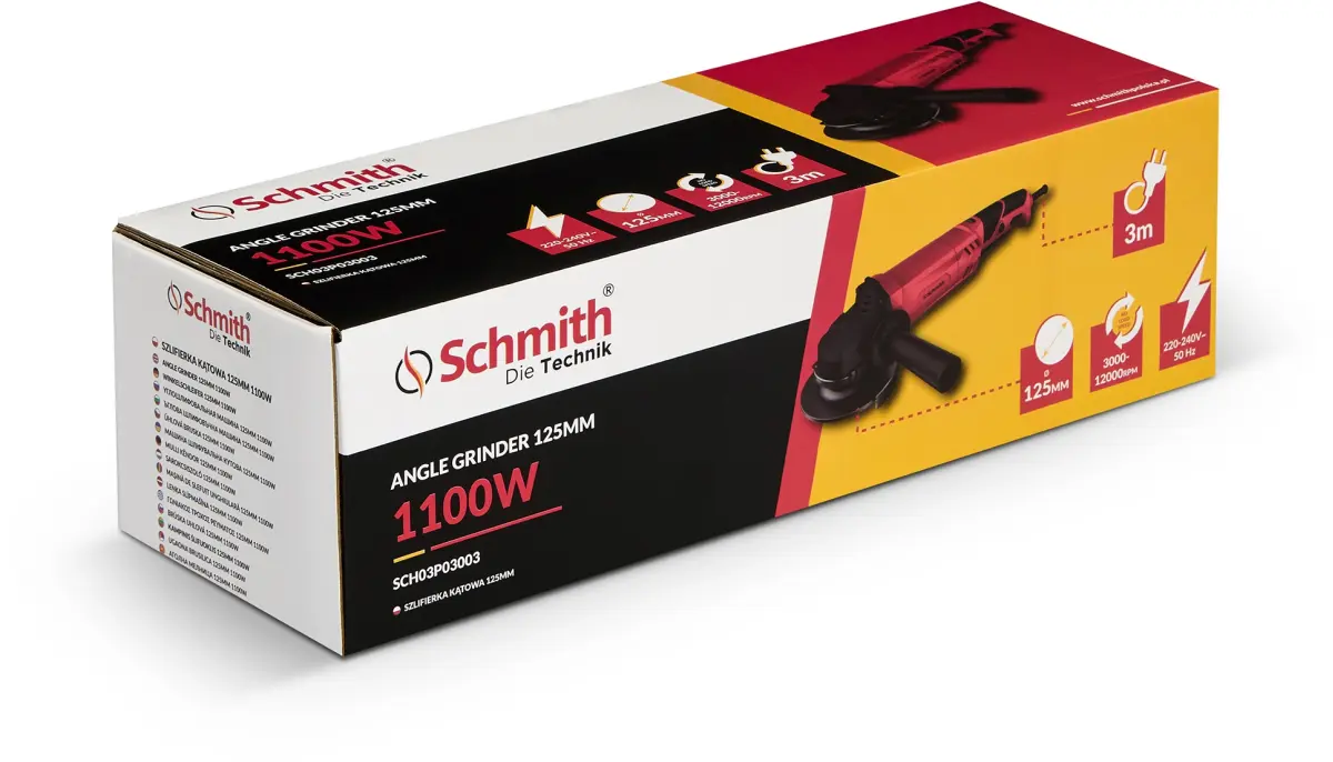 SCHMITH-SZLIFIERKA KĄT. 125mm /1100W REGUL. OBROTÓW 3-11tys/min - obrazek 3