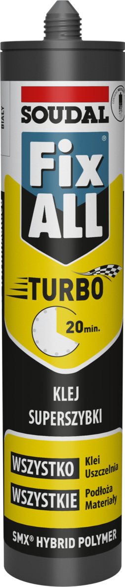 SOUDAL-KLEJ FIX ALL TURBO 290ml BIAŁY SZYBKOSCH.