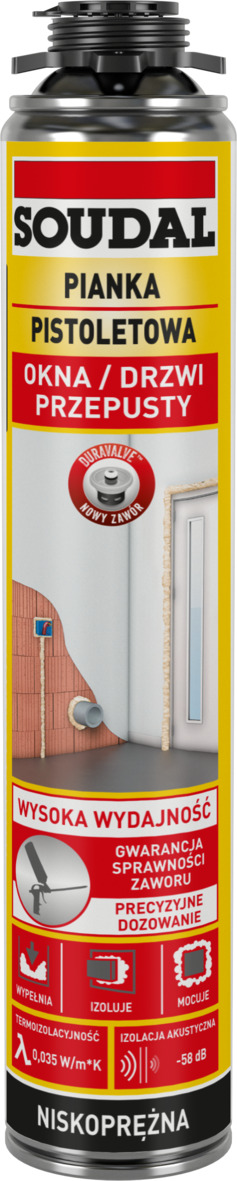 SOUDAL-PIANA NISKOPR. PISTOLET YELLOW 750ml
