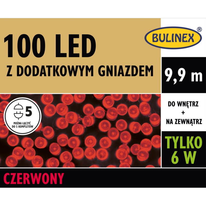LAMPKI CHOINK. LED L-100 CZERW. 9,9M (31039) BULINEX
