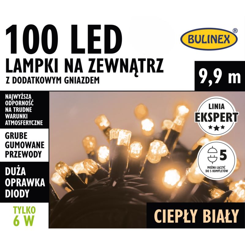 LAMPKI CHOIN. LED. ZEW. L-100 CIEPŁY BIAŁY 9,9M (58583) BULINEX