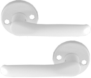 KLAMKA BIAŁA z szyldem okrągłym