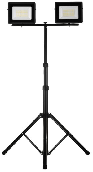 Naświetlacz LED 2x50W slim z czarnym statywem