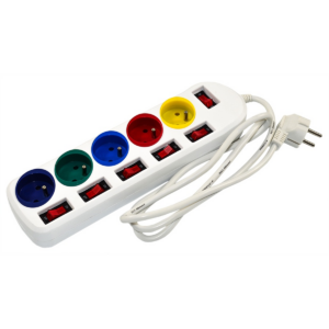 Przedłużacz Z 6 WYŁĄCZNIKAMI z uziemieniem 5GN 1,5m (EPS-501,5W6)