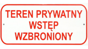 TABLICA TEREN PR. WSTĘP WZBRONIONY 10*20CM