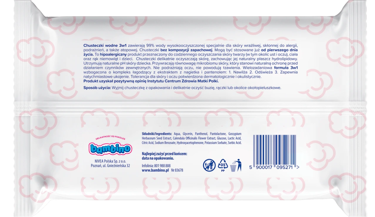 BAMBINO Chusteczki 57szt Bezzapachowe - obrazek 2