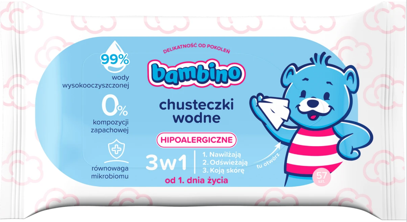 BAMBINO Chusteczki 57szt Bezzapachowe