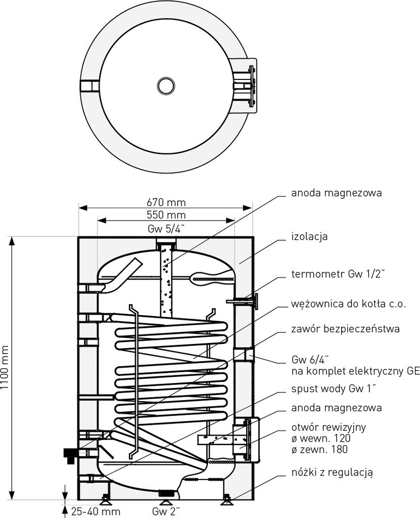 WYMIENNIK 200L pion. z węż. GALMET SGW(S) TOWER - obrazek 2