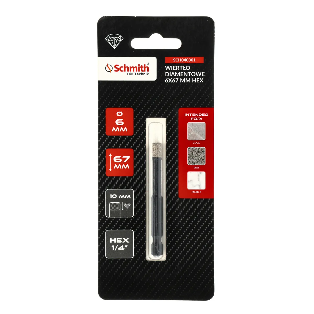 SCHMITH-WIERTŁO DIAMENT. 6x67 HEX